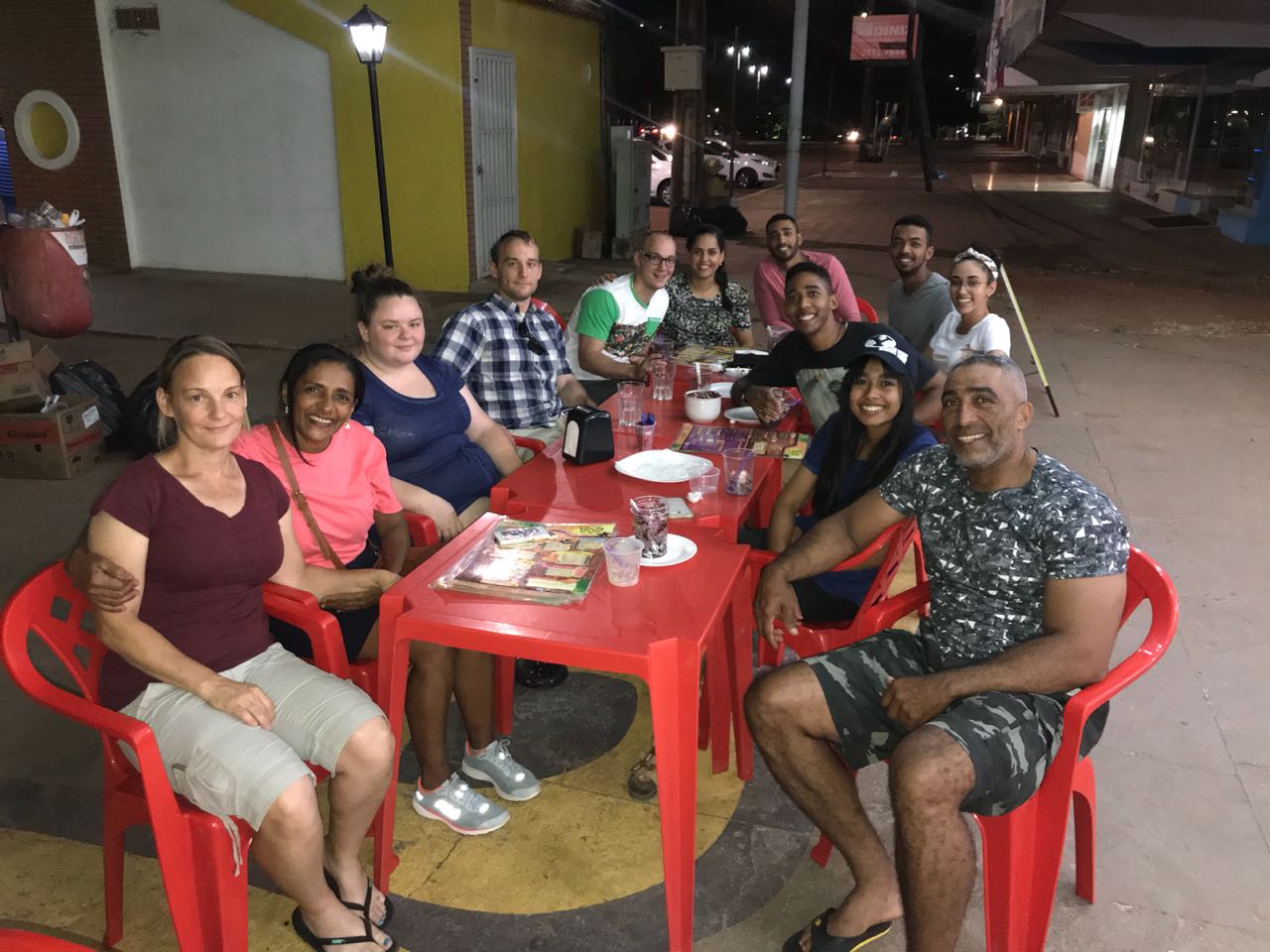 Family getting açaí bowls in Brazil