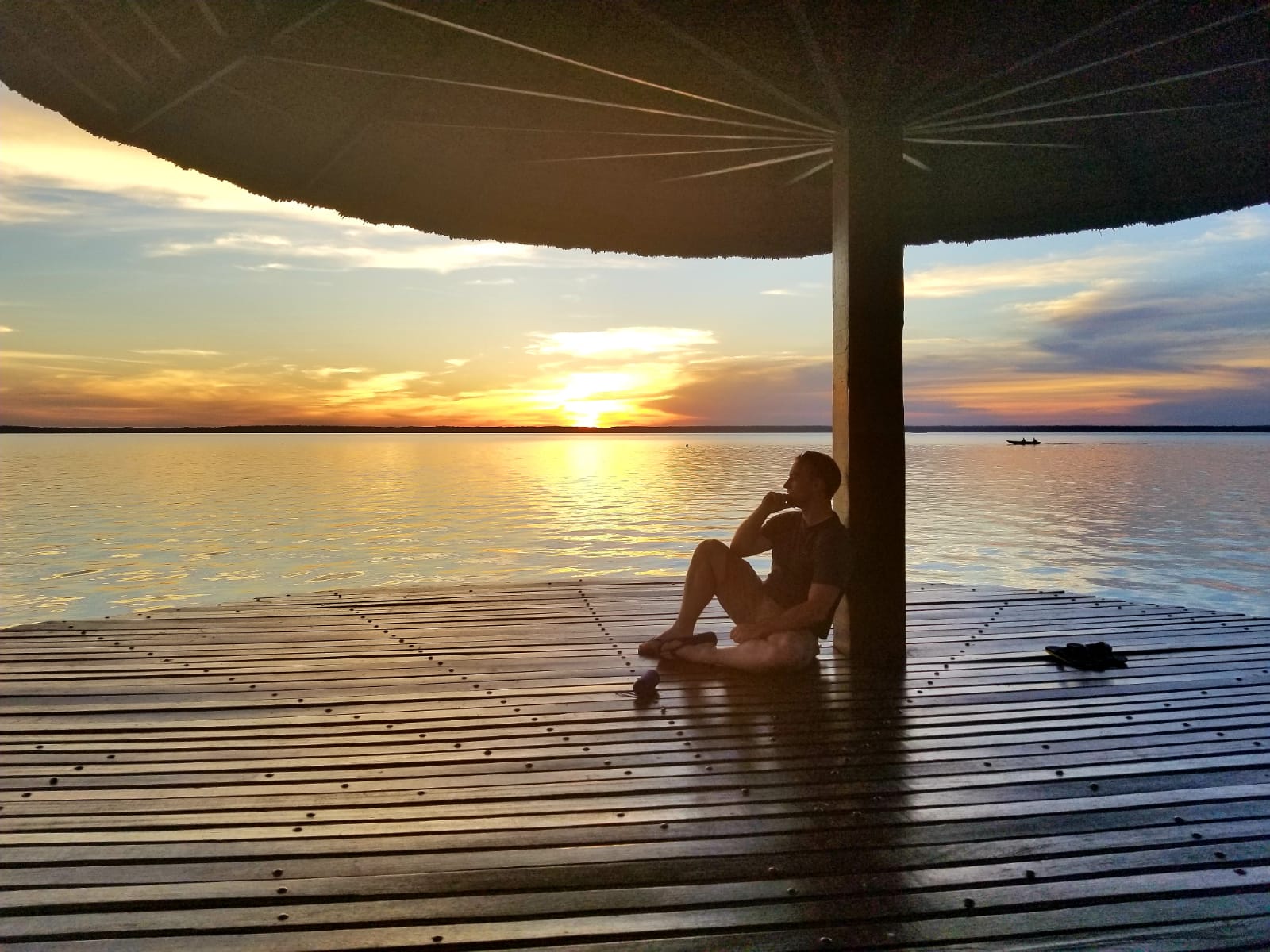 Watching the sunset from a dock at Caribe Residence and Resort