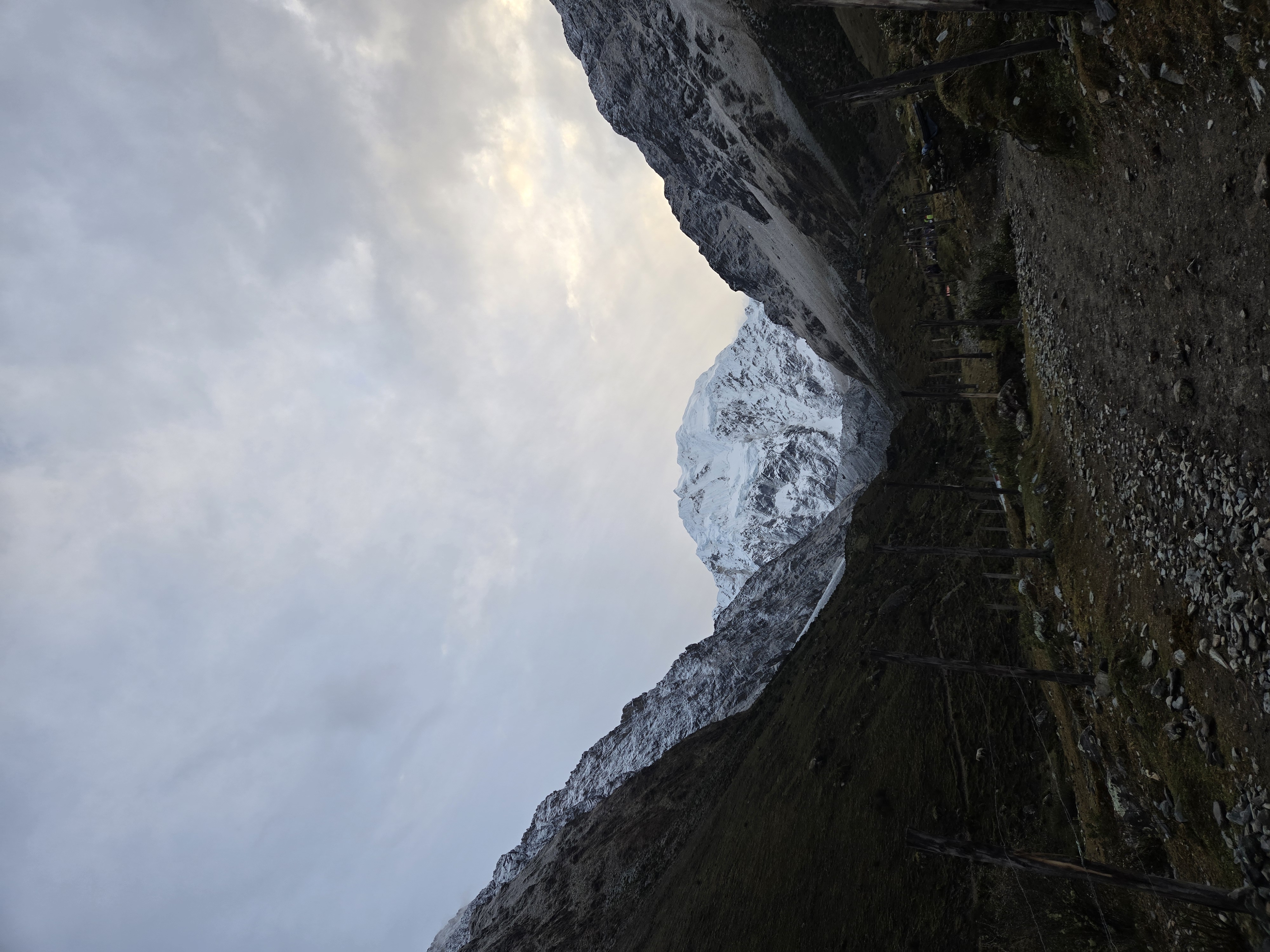 Humantay Mountain rising behind the hiking trail