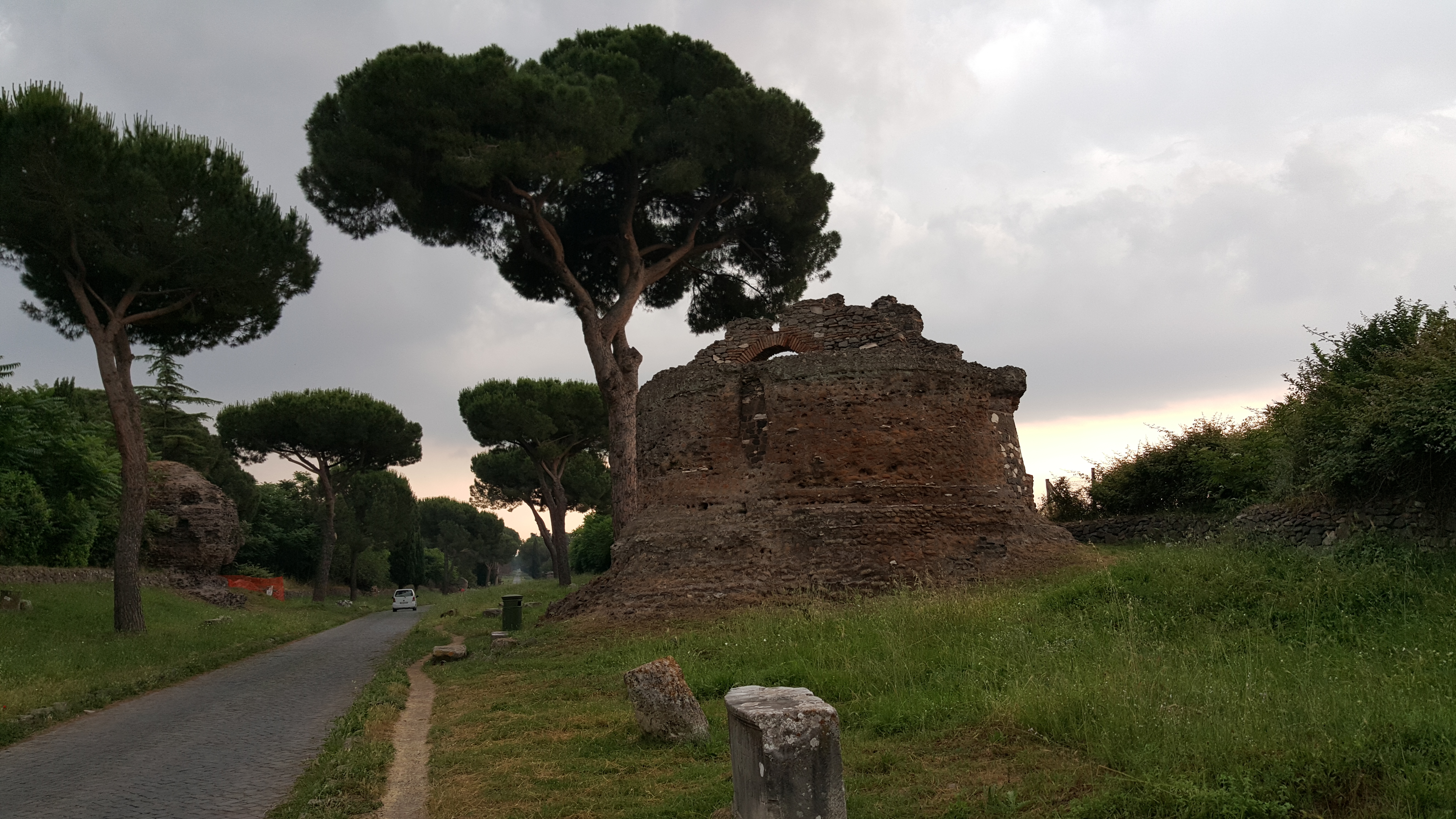 Ancient paving stones along the Appian Way in Rome