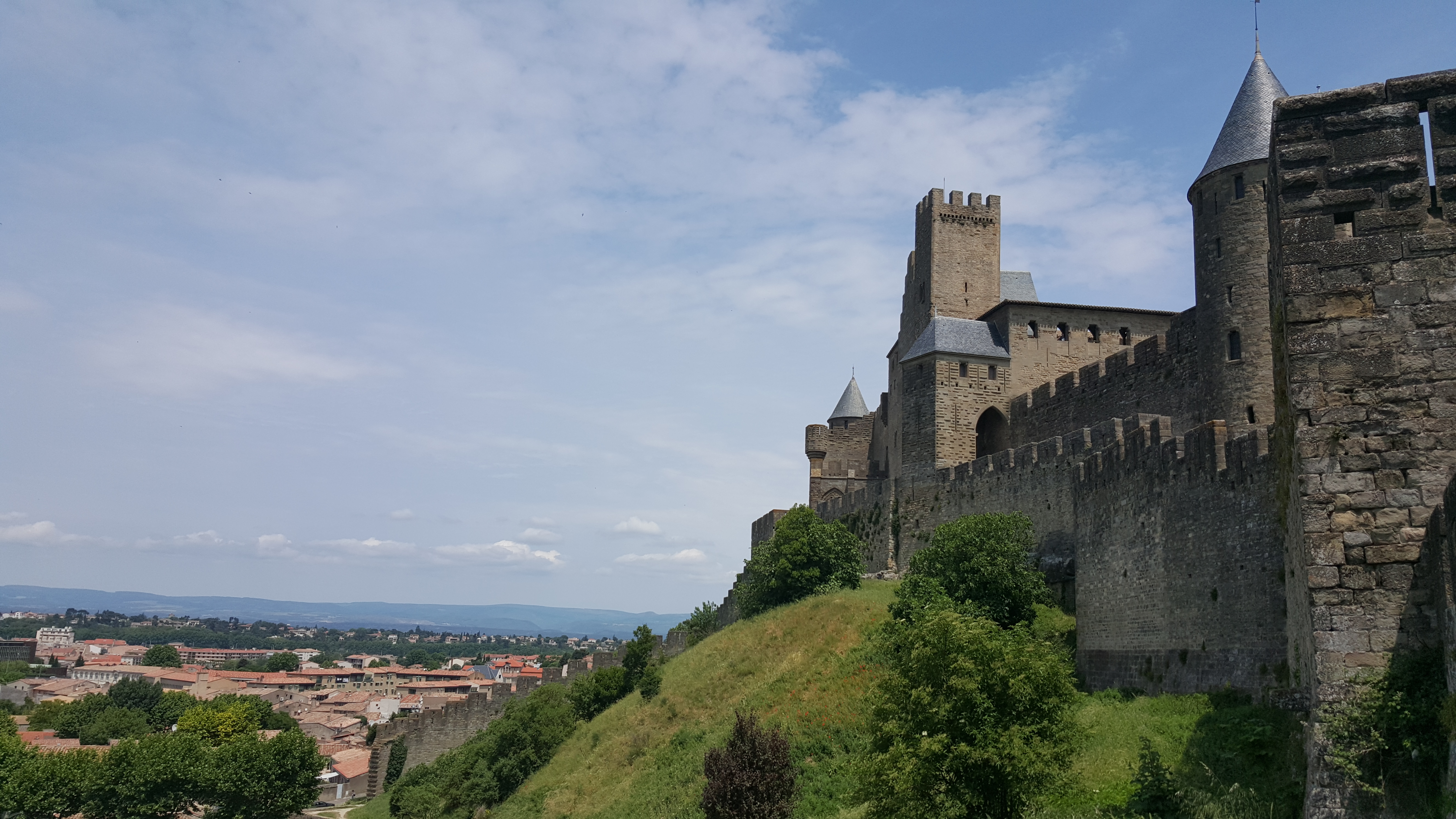 View overlooking the fortified city of Carcassonne