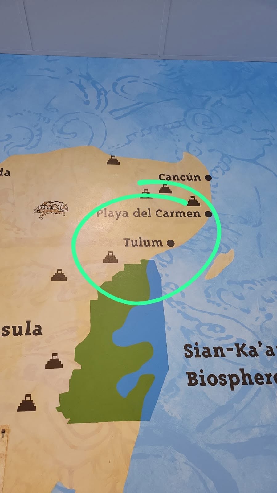 Map showing Tulum and surrounding destinations in the Yucatán Peninsula