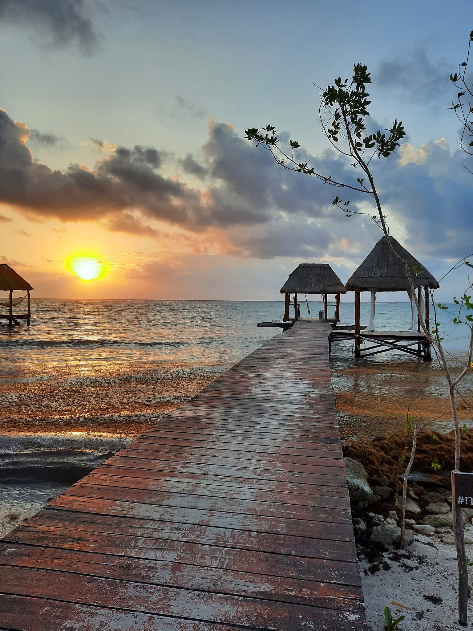 Sunset viewed from the dock at Hotel Mereva Tulum