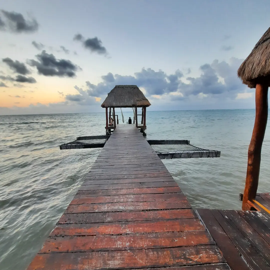 View of the Caribbean sky and ocean from the hotel dock